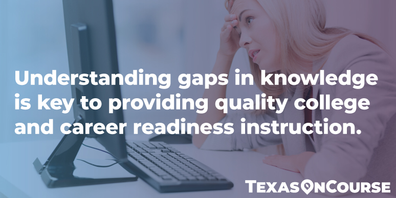 Image reads: Understanding gaps in knowledge is key to providing quality college and career readiness instruction.